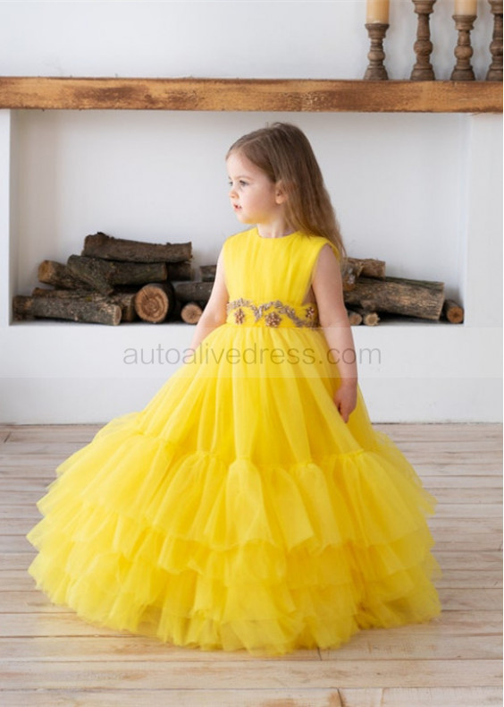 Yellow Tulle Cupcake Flower Girl Dress